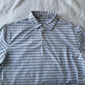 Peter Millar White and Blue Striped Casual Shirt